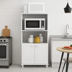 MUEBLES 2020 - Mueble Auxiliar De Cocina Victoria Blanco 116X61X38.8 Cm Con 3 Compartimientos Y Dos Puertas