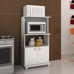 MUEBLES 2020 - Mueble Auxiliar de Cocina Victoria Blanco 116x61x38.8 cm con 3 Compartimientos y dos puertas.