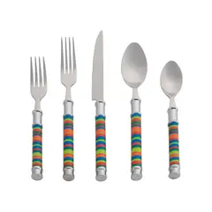 JUST HOME COLLECTION - Cubiertos 20 Piezas Mango Redondo Colores