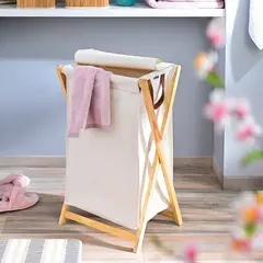 REEMADE - Canasta para la Ropa en Material Textil y Base de Pino