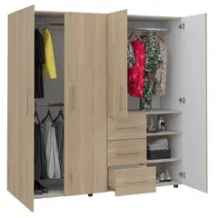 RTA DESIGN - Clóset Harlem 184X180X50Cm 4 Puertas 3 Cajones Madera Natural