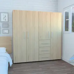 RTA DESIGN - Clóset Harlem 184x180x50cm 4 Puertas 3 Cajones Rovere