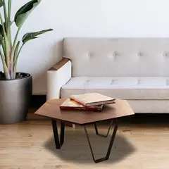DKO DESIGN SAS - Mesa de centro nice 36x80x80cm amaretto patas metalicas