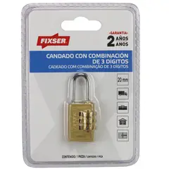 FIXSER - Candado Clave 3 Diales 20mm