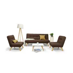 HOGAR VENECIA - Juego de Sala Porto Nova en Tela Chocolate