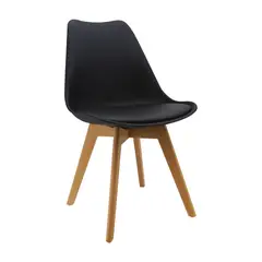 OR DESIGN - Silla Auxiliar Joly Negra Asiento Tapizado Patas en Madera
