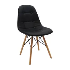OR DESIGN - Silla Auxiliar Eames Negra Forrada Patas en Madera