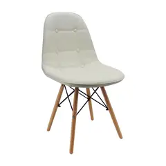 OR DESIGN - Silla Auxiliar Eames Blanca Forrada Patas en Madera