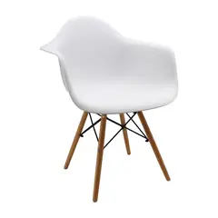 OR DESIGN - Silla Auxiliar Eames Blanca con Brazos Patas en Madera