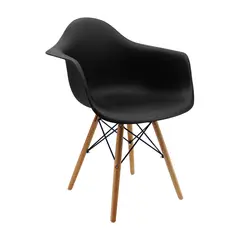 OR DESIGN - Silla Auxiliar Eames Negra Con Brazos Patas En Madera