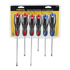 PRETUL - Juego de 6 Destornilladores Mango Comfort Grip