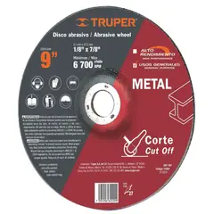 TRUPER - Disco Corte Metal Uso General Espesor 3 2 mm 9 Pulgadas