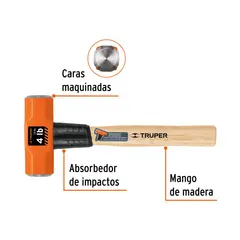 TRUPER - Mazo Octagonal Mango 12 Pulgadas Cabeza 4 Ib