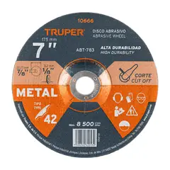 TRUPER - Disco Corte Metal Uso General Espesor 3 2 mm 7Pulg