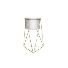RENOVEMOS - Base Con Patas Para Matera Metal Piramidal 10X20Cm Dorado Y Blanco