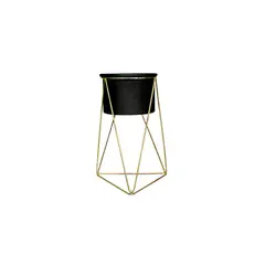 RENOVEMOS - Base Con Patas Para Matera Metal Piramidal 10X15Cm Dorado Y Negro