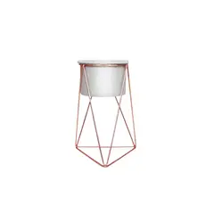 RENOVEMOS - Base Con Patas Para Matera Metal Piramidal 10x20cm Cobre Y Blanco