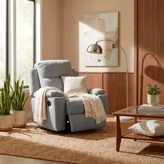 ELITE LIVING - Silla Reclinable Mecedora Marsella Tela 80X90X100 Gris Claro