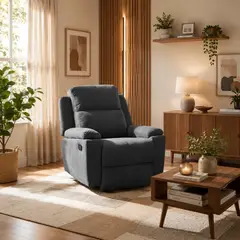 ELITE LIVING - Silla Reclinable Mecedora Marsella Tela 80X90X100 Gris Plomo