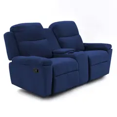 ELITE LIVING - Sofá Reclinable + Consola Marsella Tela 80x180x100 Azul
