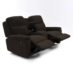 ELITE LIVING - Sofá Reclinable + Consola Marsella Tela 80x180x100 Chocolate