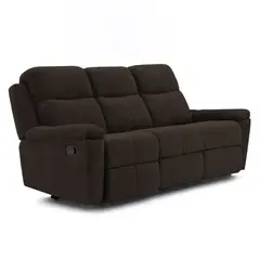 ELITE LIVING - Sofá Reclinable 3 Puestos Marsella Tela 80x200x100 Chocolate