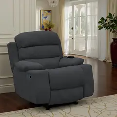ELITE LIVING - Silla Reclinable Vibromasaje Houston Tela 90X95X100 Gris Plomo