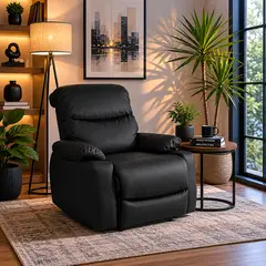 ELITE LIVING - Silla Reclinable Estática Velara Cuero Sintético 80X85X85 Negro