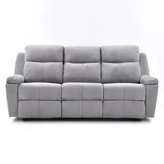 ELITE LIVING - Sofá Reclinable 3 Puestos Marsella Tela 80x200x100 Gris Claro