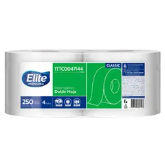 ELITE - Papel Higiénico Jumbo x 4 Rollos Doble Hoja Natural de 250 Metros