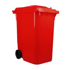 WEBER - Contenedor Con Ruedas Plástica 360L Rojo Con Tapa