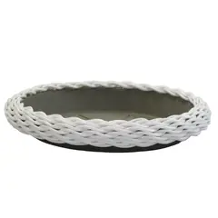 NATIVA - Plato Ratán Sintético Tejido A Mano Redondo 24x4x24cm Blanco