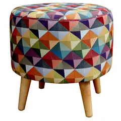 DKO DESIGN SAS - Puff Redondo Tapizado y patas en Madera 39X40X40 Estampado Colores