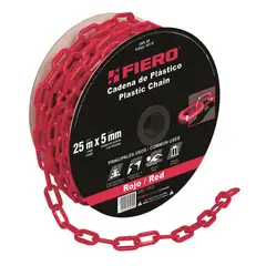 TRUPER - Cadena Plastica de 5mm Rojo 25m
