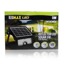 ILUMAX - Reflector Led Solar Con Sensor 5w Luz Fria
