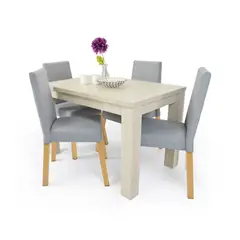 HOGAR VENECIA - Comedor 4 Puestos Merida Bali + Viena Tela Plata