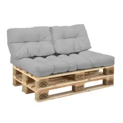 ESTILO RELAX - Sofá Palet Estibas 2 Puestos + Cojín Lona 120x80 Gris