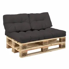 ESTILO RELAX - Sofá Palet Estibas 2 Puestos + Cojín Lona 120x80 Negro