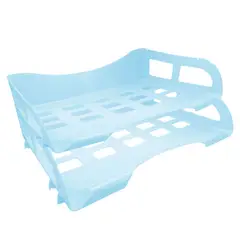 AZOR - Bandeja Plástica Para Escritorio Lateral Oficio 2 Niveles Azul