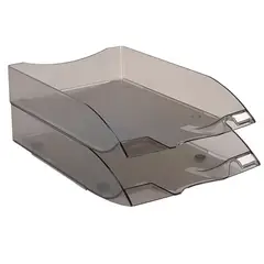 AZOR - Bandeja Plástica Para Escritorio Doble Oficio Humo