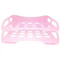 AZOR - Bandeja Plástica para Escritorio Lateral Oficio 2 Niveles Rosado