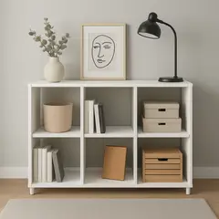 MUEBLES 2020 - Biblioteca Estante Multiusos Argentina 90x66x30 cm Blanco en MDP