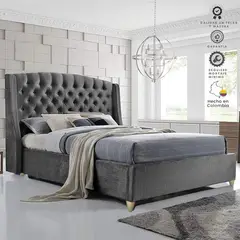 EKONOMODO COLOMBIA - Combo Italia Colchón King + Espaldar + Base Cama Gris Plomo