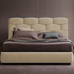 EKM DESIGN - Combo Esmeralda Colchón Queen + Espaldar + Base Cama Taupe