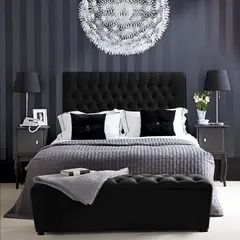 EKONOMODO COLOMBIA - Combo Paris Colchón Doble + Espaldar + Base Cama + Puff Baúl Negro