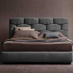 EKM DESIGN - Combo Esmeralda Colchón Queen + Espaldar + Base Cama Gris Plomo