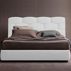 EKM DESIGN - Combo Esmeralda Colchón Queen + Espaldar + Base Cama Blanco