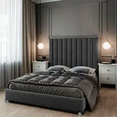 EKONOMODO COLOMBIA - Combo Natura Colchón Pilow Queen + Espaldar + Base Cama Gris Plomo