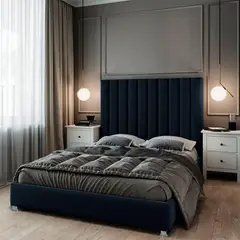 EKONOMODO COLOMBIA - Combo Natura Colchón Pilow Queen + Espaldar + Base Cama Azul Petroleo