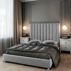 EKONOMODO COLOMBIA - Combo Natura Colchón Pilow Queen + Espaldar + Base Cama Gris Plata